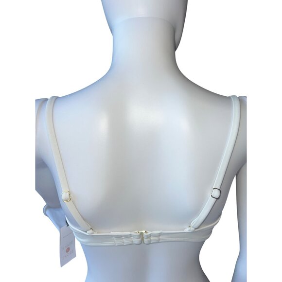 Shade & Shore Womens Bikini Crochet Swim Top Off-White Underwire Adjustable 34B - Picture 2 of 6
